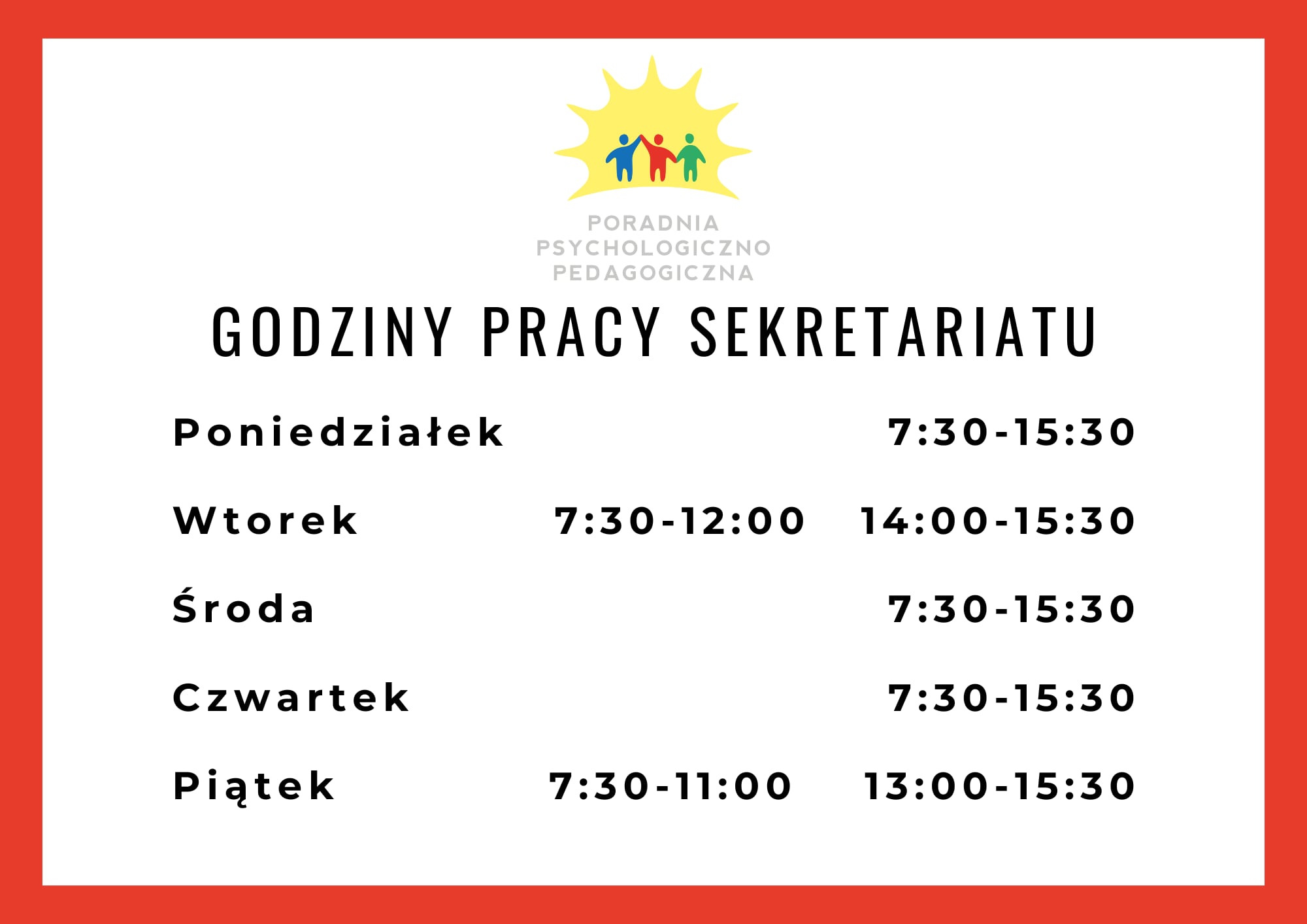 Godziny pracy sekretariatu 24 25